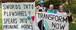 Michael Walli, Sister Megan Rice and Greg Boertje-Obed of the Transform Now Plowshares.