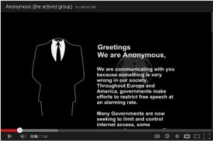 The Anonymous protest from 2011--a youtube video from a site devoted to them. 