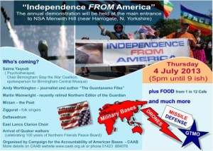 The party CAAB is throwing to mark their desire for Independence FROM American surveillance on July 4 in North Yorkshire, England.