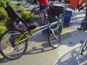 Bicycle parked on Corey Beach in Patchogue rest stop during Ride to Montauk century ride. I rode it in 2011 as part of recovery from a broken leg.