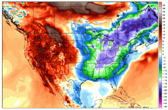 temperatures over the US.