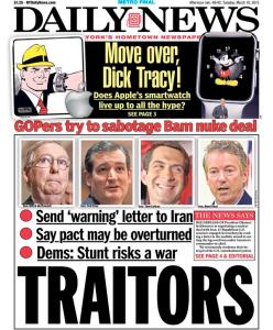 The Daily News calls out the GOP for sabotaging negotiations with Iran.