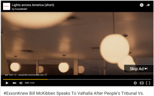Exxon purchases ad space on YouTube's file of 350.org's People's action against Exxon.